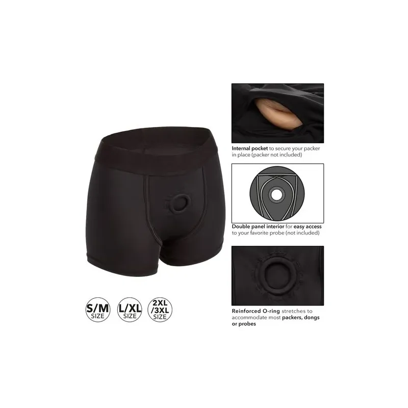 Harnais boxer Calexotics taille L/XL, ceinture large et anneau renforcé pour accessoires.