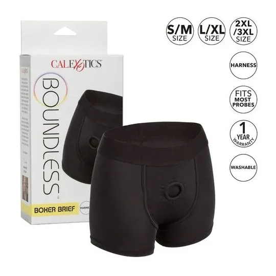 Harnais boxer Calexotics taille L/XL, ceinture large et anneau renforcé pour accessoires.