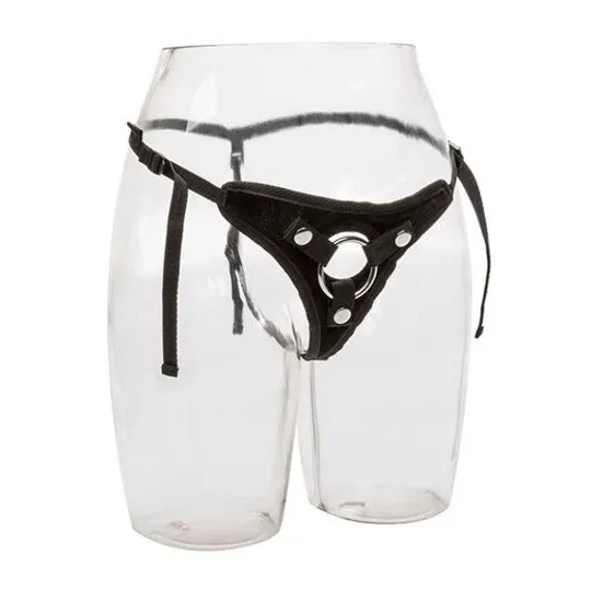 Calexotics Her Royal Harness La Princesse black velvet string harness one size front view