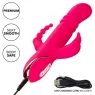 Lapin vibrant chauffant rose CalExotics - triple stimulation, 7 modes vibration, étanche rechargeable