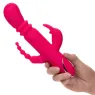 Lapin vibrant chauffant rose CalExotics - triple stimulation, 7 modes vibration, étanche rechargeable
