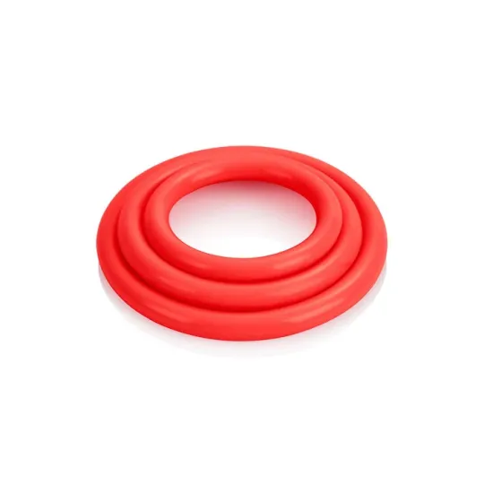 CALEXOTICS red silicone cock rings set of three sizes for stronger erections