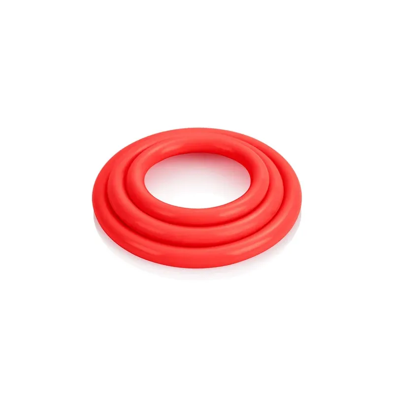 CALEXOTICS red silicone cock rings set of three sizes for stronger erections