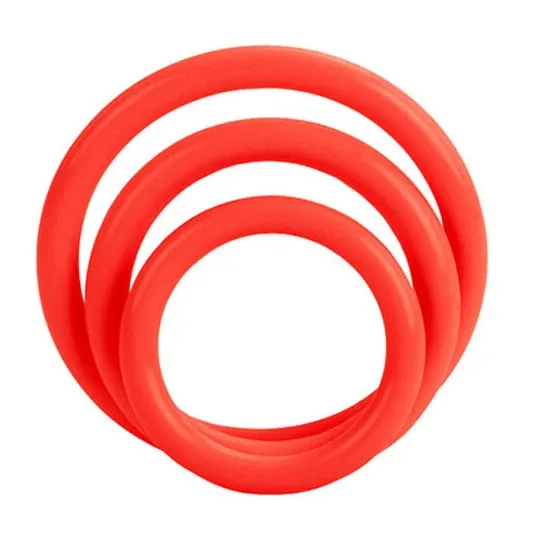Set de tres anillos rojos de silicona CALEXOTICS para erecciones más fuertes