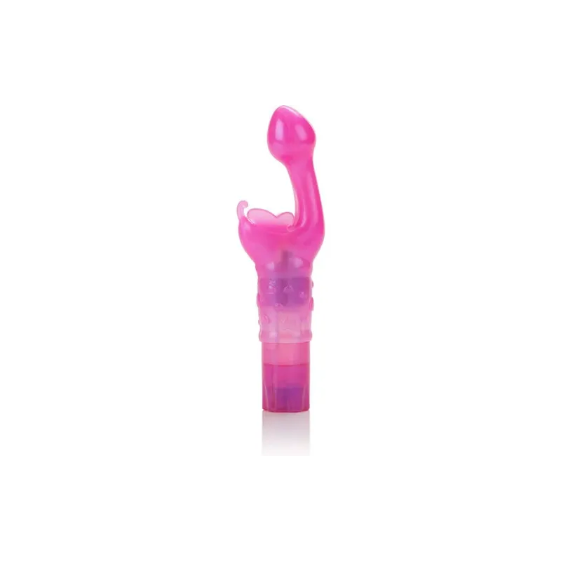 Stimulateur papillon Calexotics Kiss Papillon Kiss Rose, TPR rose, courbe point G et zone texturée clitoris