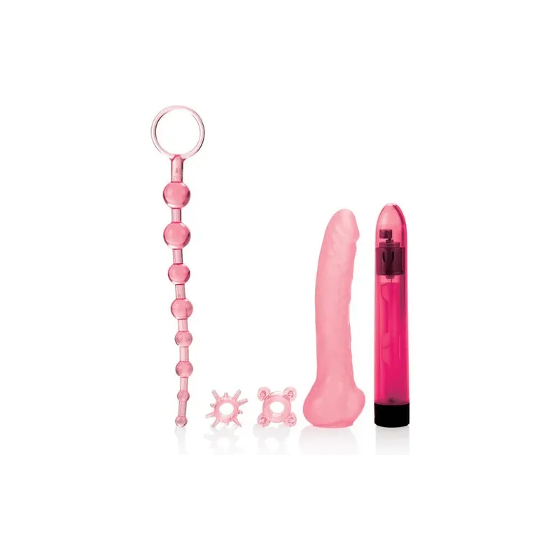 Kit amoureux de démarrage CALEXOTICS avec masseur vibrant, gaine, perles anales et anneaux pour couples débutants