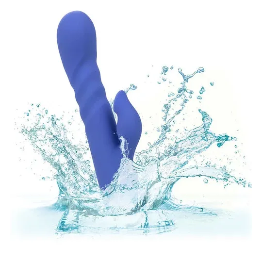 Vibratore e stimolatore a suzione LA LOVE blu Calexotics con movimento va-e-vieni e aspirazione per clitoride