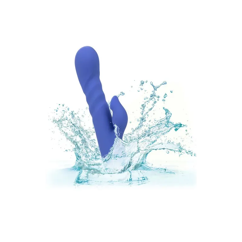 Vibratore e stimolatore a suzione LA LOVE blu Calexotics con movimento va-e-vieni e aspirazione per clitoride