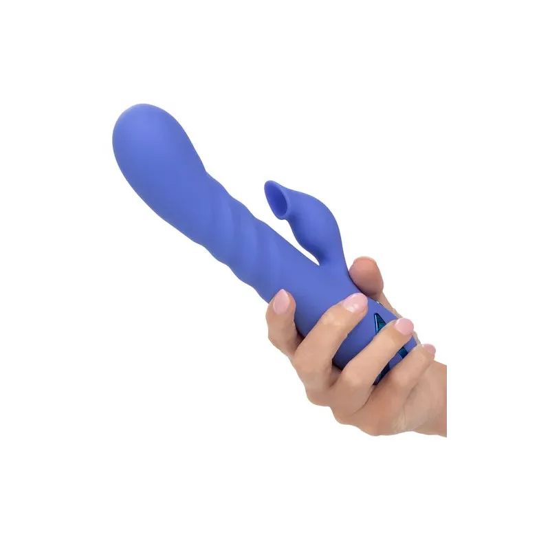Vibratore e stimolatore a suzione LA LOVE blu Calexotics con movimento va-e-vieni e aspirazione per clitoride
