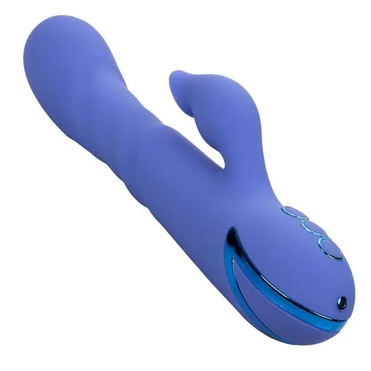 Vibratore e stimolatore a suzione LA LOVE blu Calexotics con movimento va-e-vieni e aspirazione per clitoride