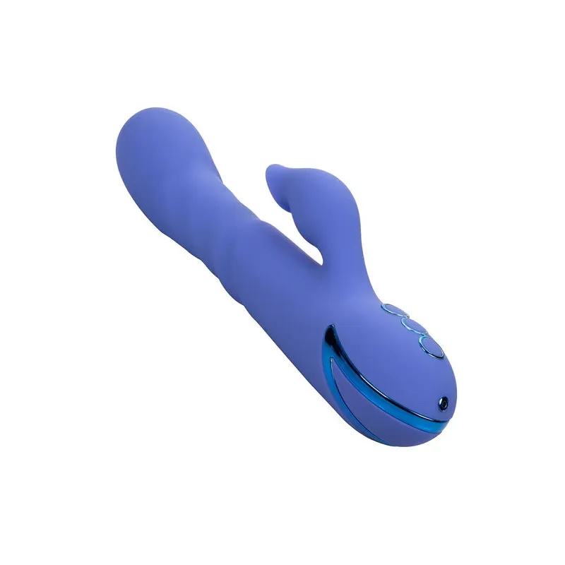 Vibratore e stimolatore a suzione LA LOVE blu Calexotics con movimento va-e-vieni e aspirazione per clitoride