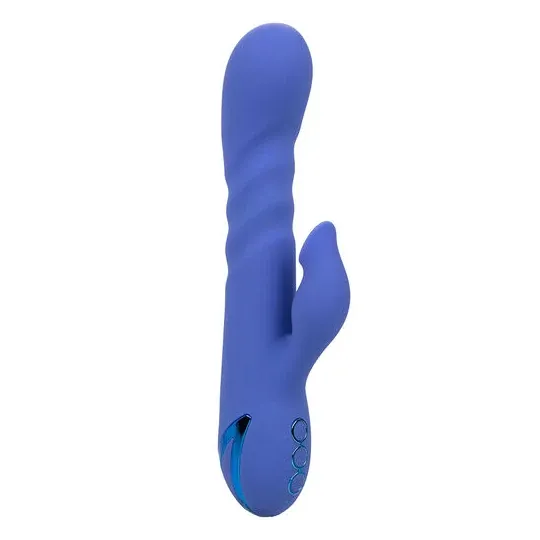 Vibratore e stimolatore a suzione LA LOVE blu Calexotics con movimento va-e-vieni e aspirazione per clitoride