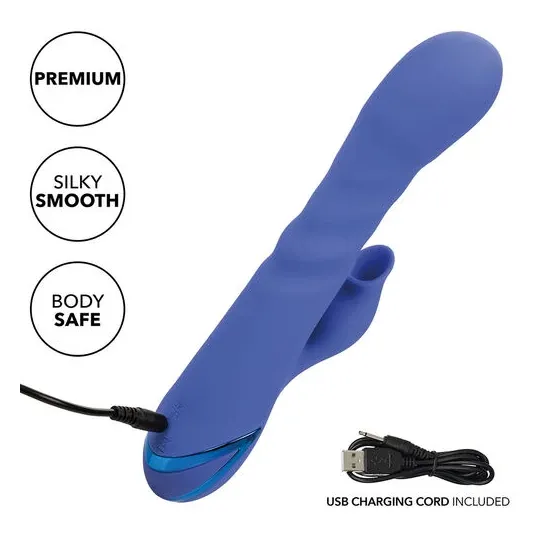 Vibratore e stimolatore a suzione LA LOVE blu Calexotics con movimento va-e-vieni e aspirazione per clitoride