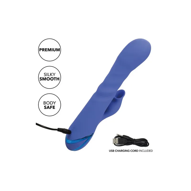 Vibratore e stimolatore a suzione LA LOVE blu Calexotics con movimento va-e-vieni e aspirazione per clitoride