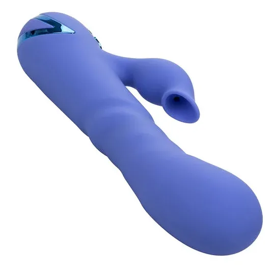 Vibratore e stimolatore a suzione LA LOVE blu Calexotics con movimento va-e-vieni e aspirazione per clitoride