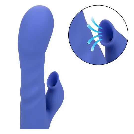 Vibratore e stimolatore a suzione LA LOVE blu Calexotics con movimento va-e-vieni e aspirazione per clitoride