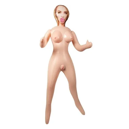 Poupée gonflable CalExotics Girl Next Door avec trois orifices, vue d'ensemble du corps grandeur nature en PVC souple