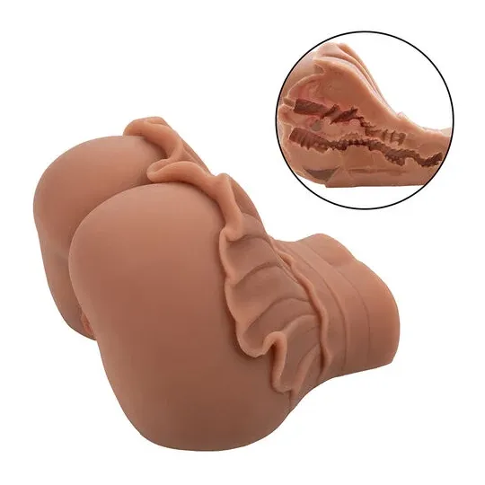 Masturbatore doppia entrata realistico Calexotics colore caramello in Pure Skin 1.4 kg per stimolazione anteriore e posteriore