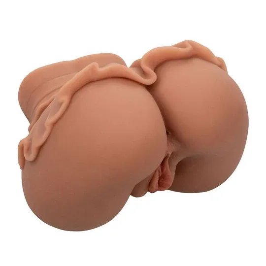 Calexotics realistic dual entry masturbator in caramel color, 1.4 kg Pure Skin with suction for front and back stimulation