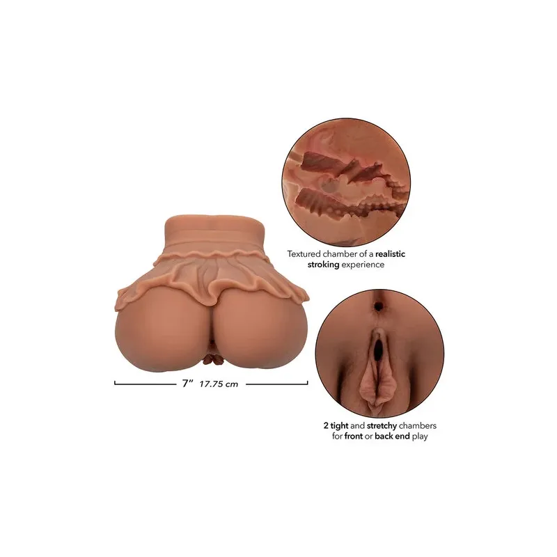 Masturbador doble entrada realista Calexotics color caramelo de Pure Skin 1.4 kg con succión para estimulación frontal y trasera