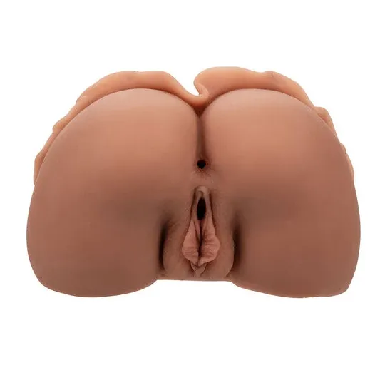 Masturbador doble entrada realista Calexotics color caramelo de Pure Skin 1.4 kg con succión para estimulación frontal y trasera