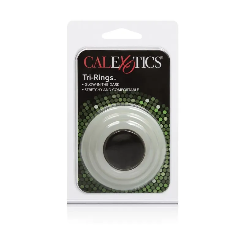 Tri-anneaux en silicone fluorescent CALEXOTICS, trois tailles progressives, brillent dans le noir