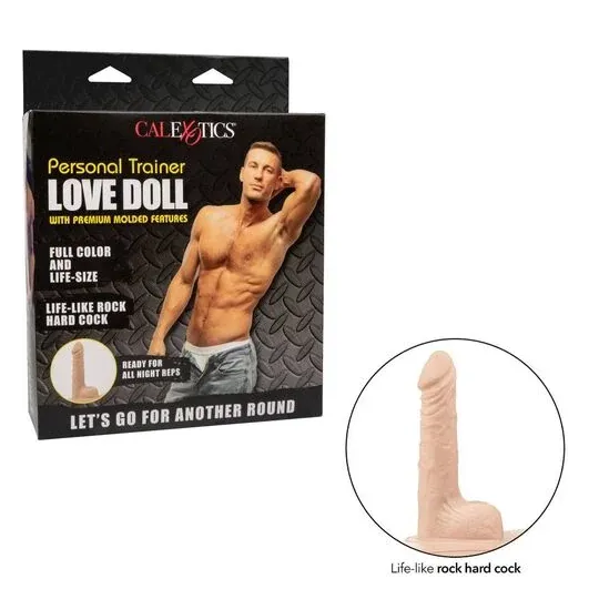 Aufblasbare Liebespuppe CALEXOTICS 14 cm mit Personal Trainer, mehrfarbiges Gesicht, phthalatfreies PVC
