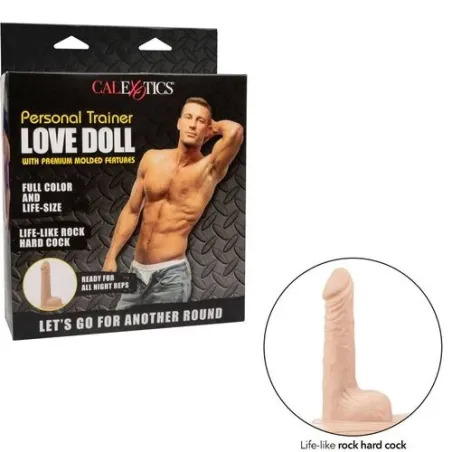 Bambola gonfiabile LOVE DOLL CALEXOTICS 14 cm con personal trainer, viso multicolore, PVC senza ftalati