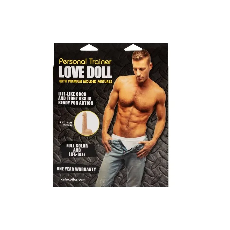 Bambola gonfiabile LOVE DOLL CALEXOTICS 14 cm con personal trainer, viso multicolore, PVC senza ftalati