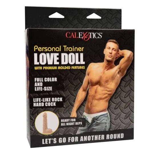 Muñeca inflable LOVE DOLL CALEXOTICS 14 cm con entrenador personal, rostro multicolor, PVC sin ftalatos