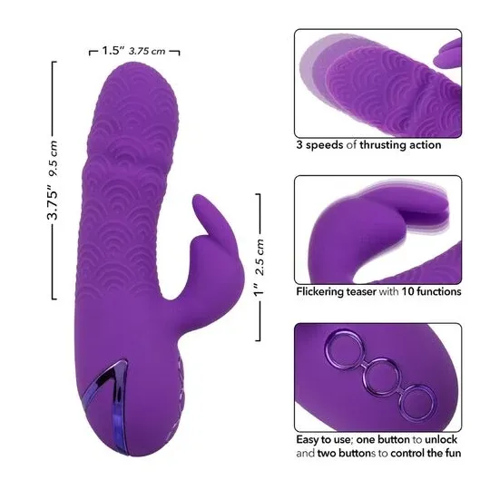 Vibrateur rabbit violet double stimulation silicone CalExotics Manhattan Beach Marvel rechargeable étanche