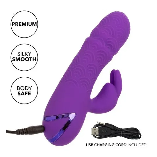 Vibrateur rabbit violet double stimulation silicone CalExotics Manhattan Beach Marvel rechargeable étanche