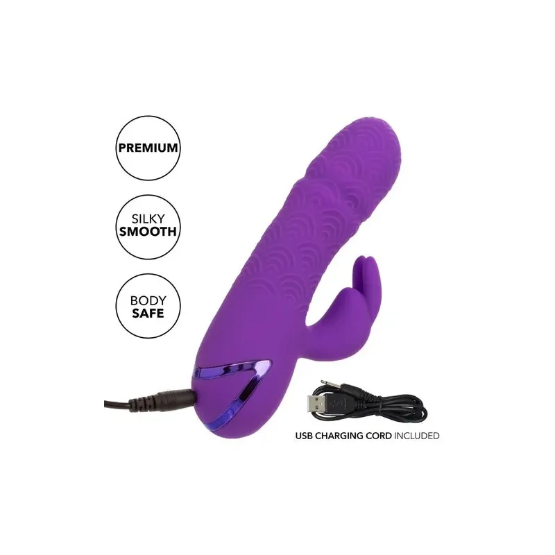 Vibrateur rabbit violet double stimulation silicone CalExotics Manhattan Beach Marvel rechargeable étanche