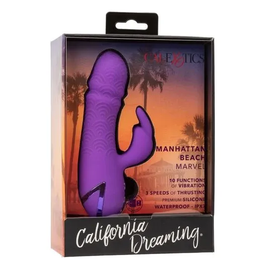 Vibrateur rabbit violet double stimulation silicone CalExotics Manhattan Beach Marvel rechargeable étanche