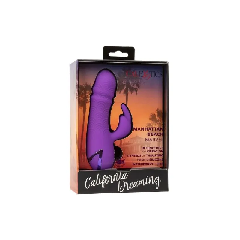 Vibrateur rabbit violet double stimulation silicone CalExotics Manhattan Beach Marvel rechargeable étanche