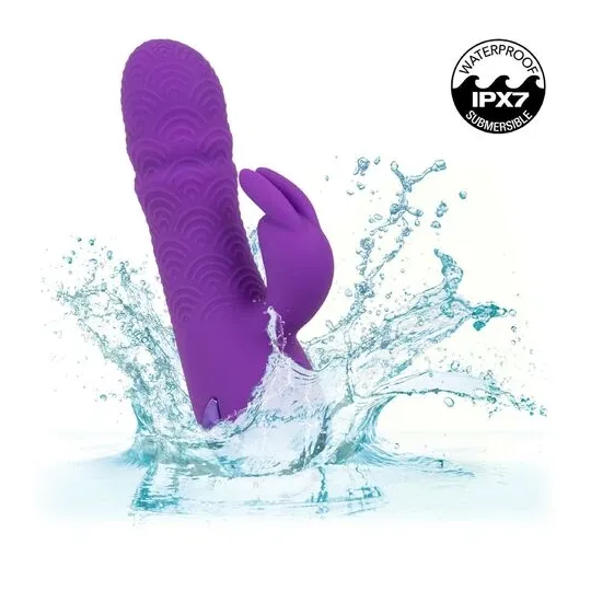 Vibrateur rabbit violet double stimulation silicone CalExotics Manhattan Beach Marvel rechargeable étanche