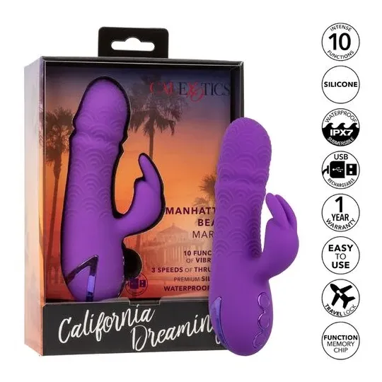 Vibrateur rabbit violet double stimulation silicone CalExotics Manhattan Beach Marvel rechargeable étanche