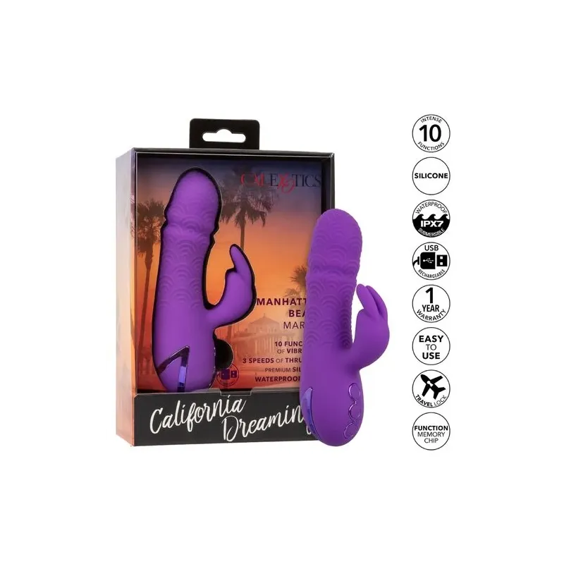 Vibrateur rabbit violet double stimulation silicone CalExotics Manhattan Beach Marvel rechargeable étanche