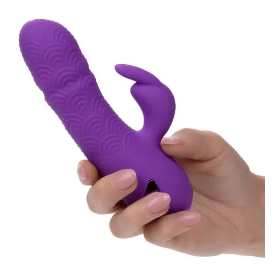 Vibrateur rabbit violet double stimulation silicone CalExotics Manhattan Beach Marvel rechargeable étanche