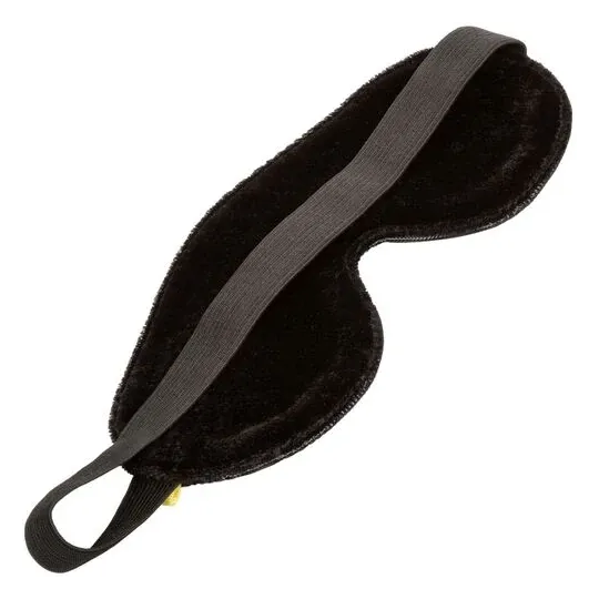 Masque pour les yeux ajustable CALEXOTICS en cuir végétalien noir, double rembourrage pour obscurité totale.