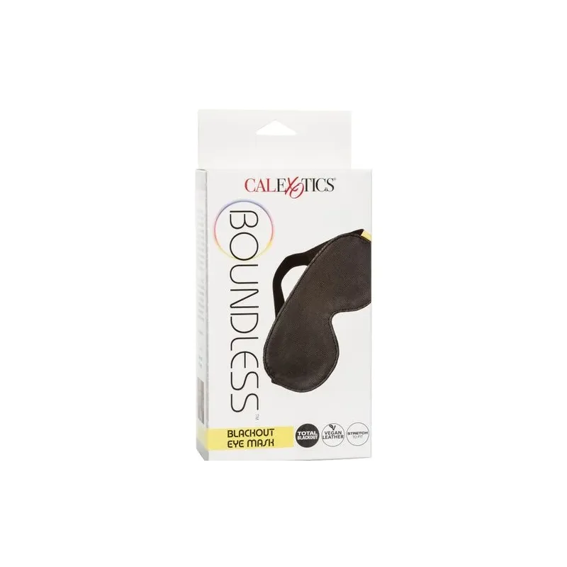 Masque pour les yeux ajustable CALEXOTICS en cuir végétalien noir, double rembourrage pour obscurité totale.