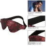 CalExotics Scandal opaque sleep mask with red details and wide elastic strap in brocade fabric.