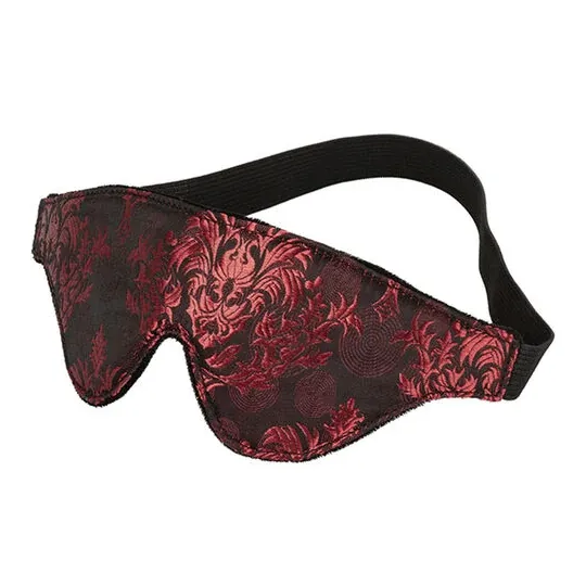 Schlafmaske blickdicht CalExotics Scandal mit roten Details und breitem Gummiband aus Brokat.