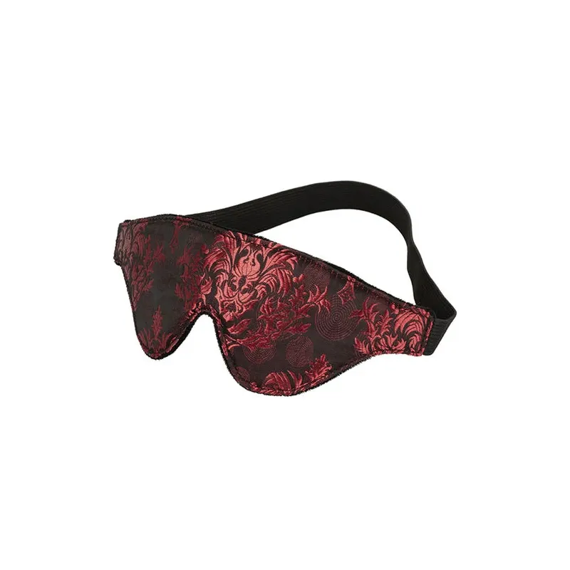 Maschera per occhi opaca CalExotics Scandal con dettagli rossi e fascia elastica larga in broccato.