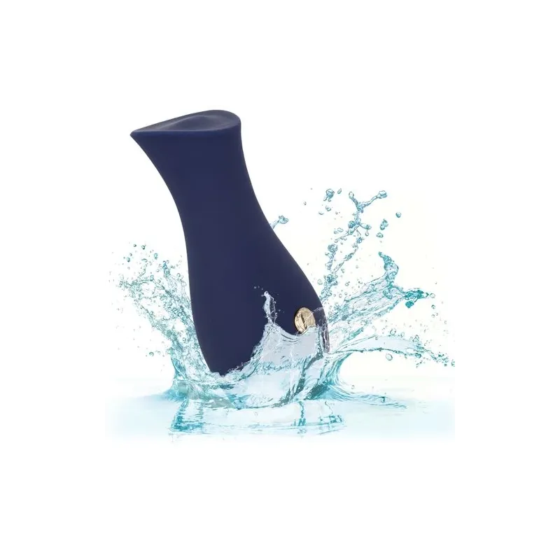 Vibrateur tulipe bleu CALEXOTICS compact, 10 modes vibration, silicone doux, design ergonomique.