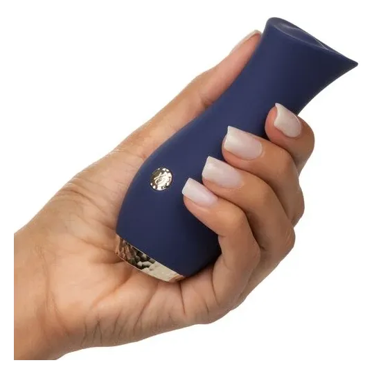 Vibrateur tulipe bleu CALEXOTICS compact, 10 modes vibration, silicone doux, design ergonomique.