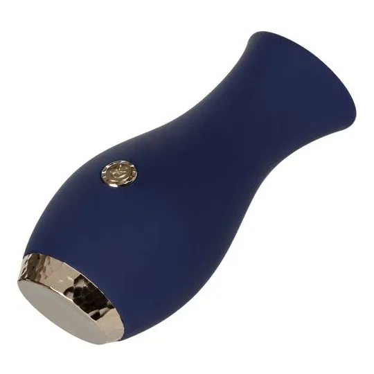 Vibrateur tulipe bleu CALEXOTICS compact, 10 modes vibration, silicone doux, design ergonomique.