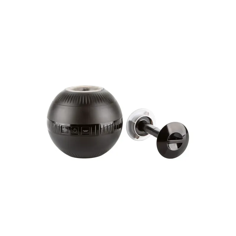 Masturbateur vibrant Calexotics à compression ajustable, noir, étanche, rechargeable, forme ergonomique sphérique.