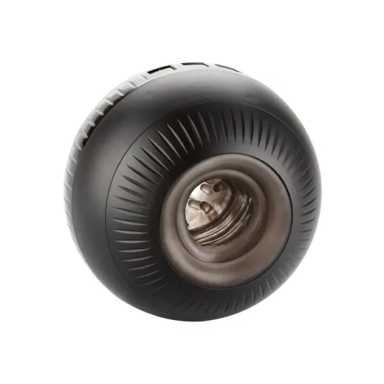 Masturbatore vibrante Calexotics a compressione regolabile, nero, impermeabile, ricaricabile, forma ergonomica sferica.