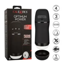 Calexotics Optimum Power Pulsar Stroker masturbateur vibrant à aspiration violet, étanche avec manchon amovible